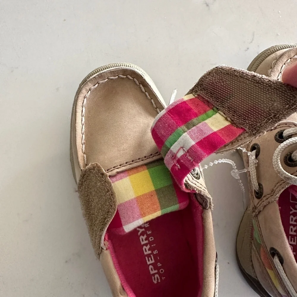 Sperry Kids' Tan Moccasins with Pink Lining